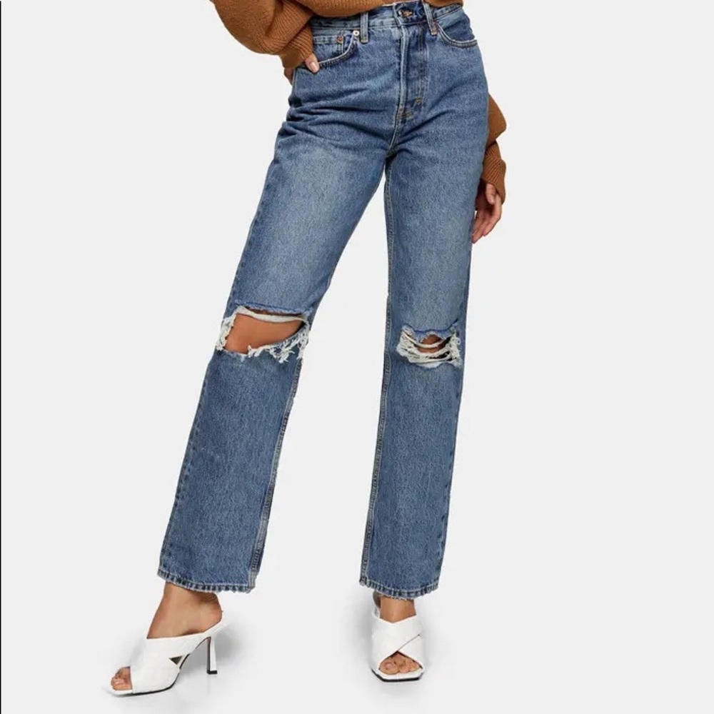 TOPSHOP RIPPED DAD JEANS | SIZE W25 L30